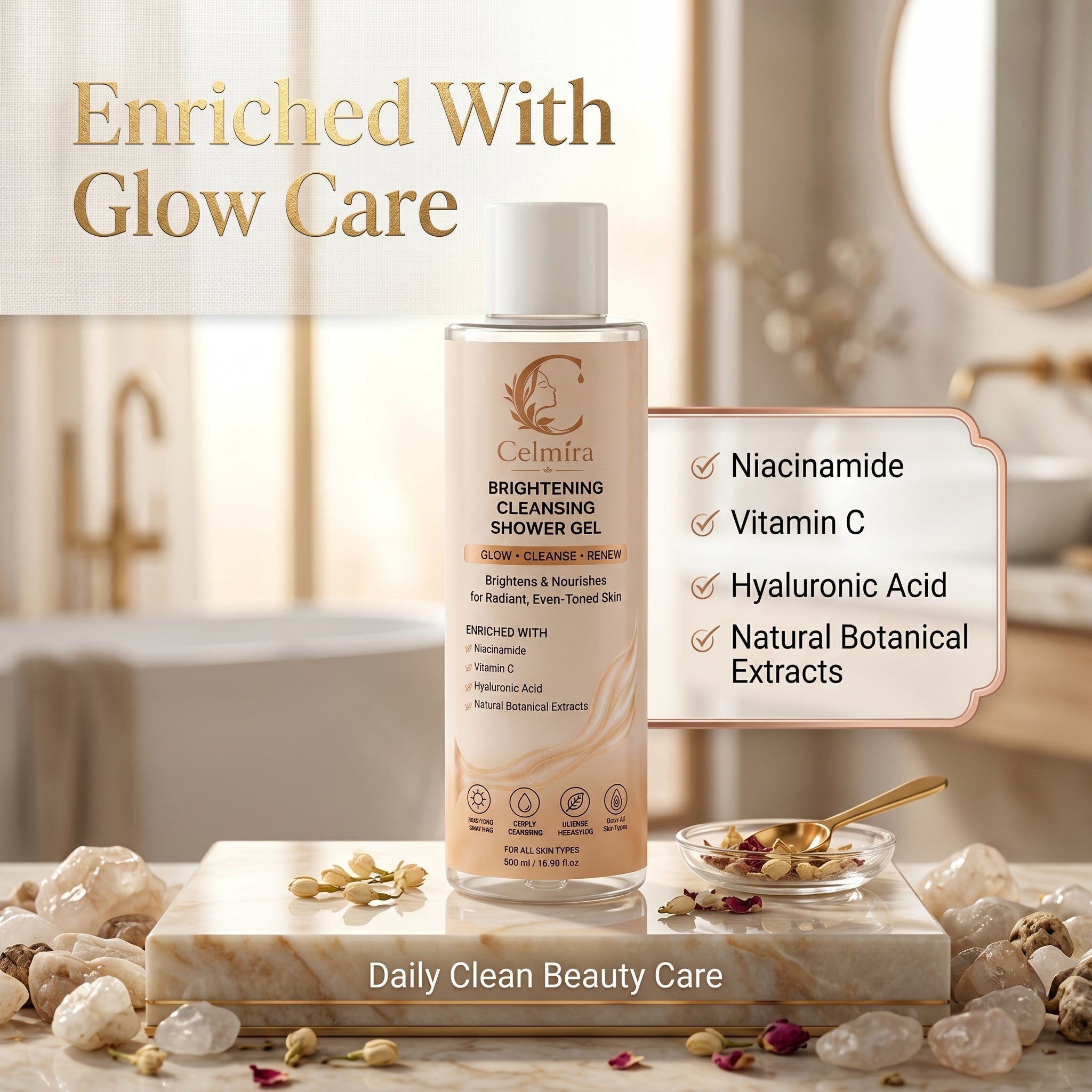 CELMIRA Brightening Cleansing Shower Gel | Cleanse • Glow • Hydrate